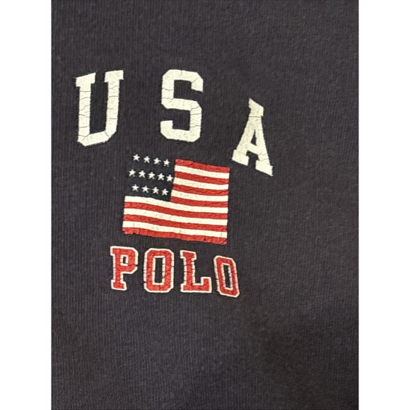 Polo Ralph Lauren USA Flag Hoodie Mens XL Navy Pullover Sweatshirt Classic Logo - Picture 2 of 5